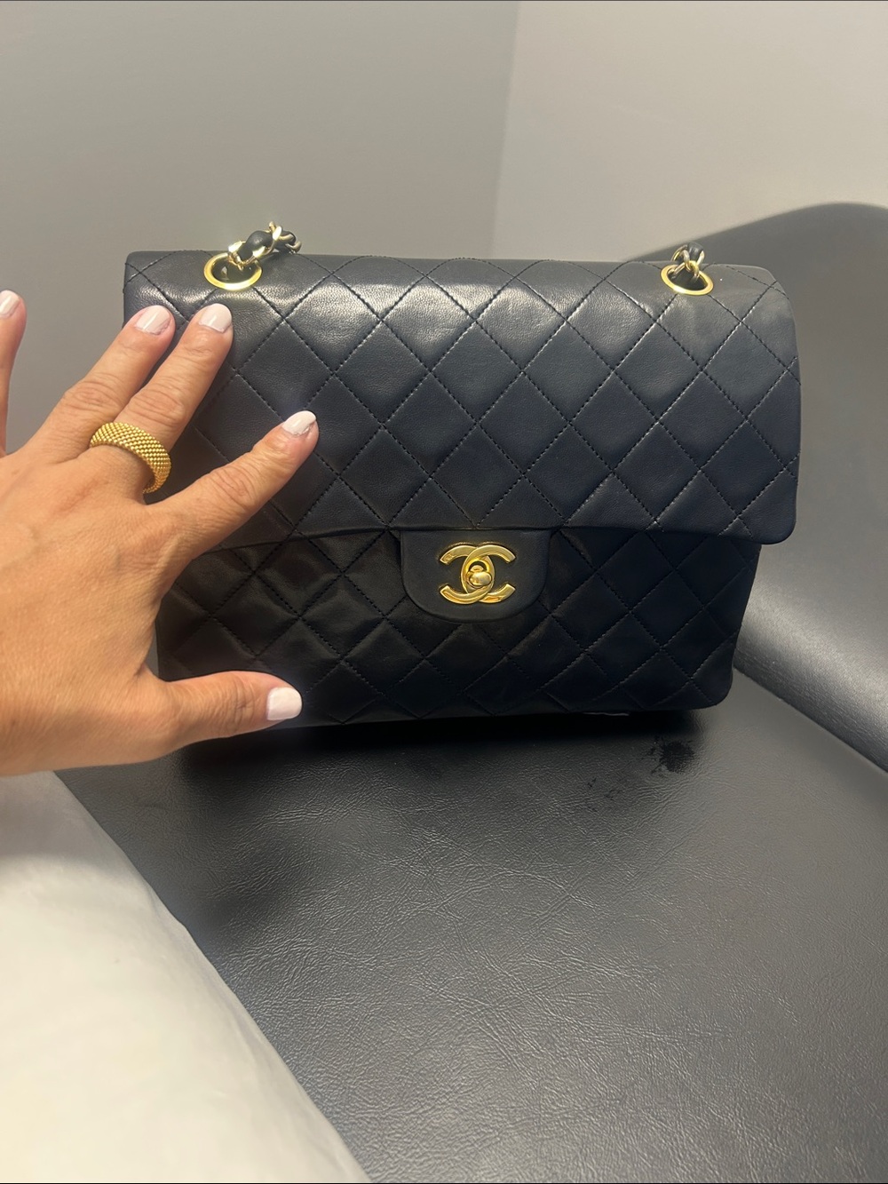 CHANEL Black Quilted Lambskin Classic Flap Bag with Gold Hardware - Picture 11 of 15
